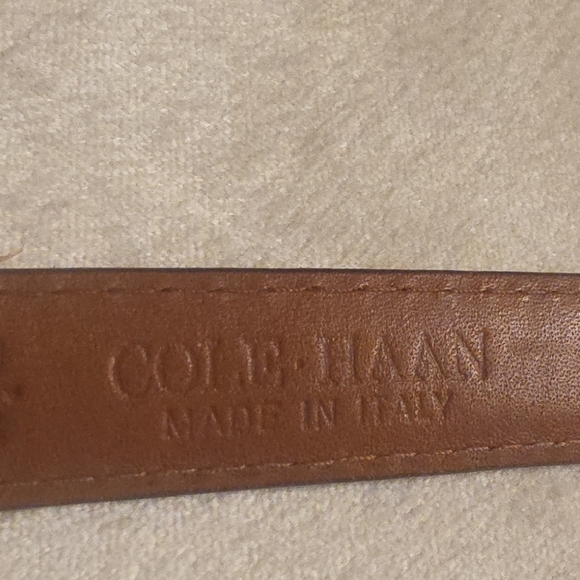 Cole Haan Cognac Brown Leather Belt with Stainless Steel  Buckle 1 Inch Tick main image 7